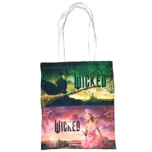Wicked Movie Musical Glinda Elphaba Pink Green Canvas Shoulder Shopping Tote Bag